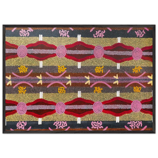 Rock Wallaby  Lightning Dreaming Mount Wedge - 1995 - Clifford Possum Tjapaltjarri Framed Art Print – Black Wooden Frame - Default Title - -Framed Art Print