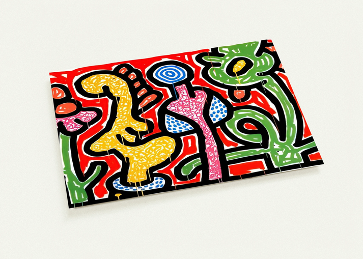 FLOWERS IV 1990 By Keith Haring Pack of 10 Post Cards | Keith Haring Post Cards | A6 (10.5 x 14.8 cm) - 4.1 x 5.8 inches