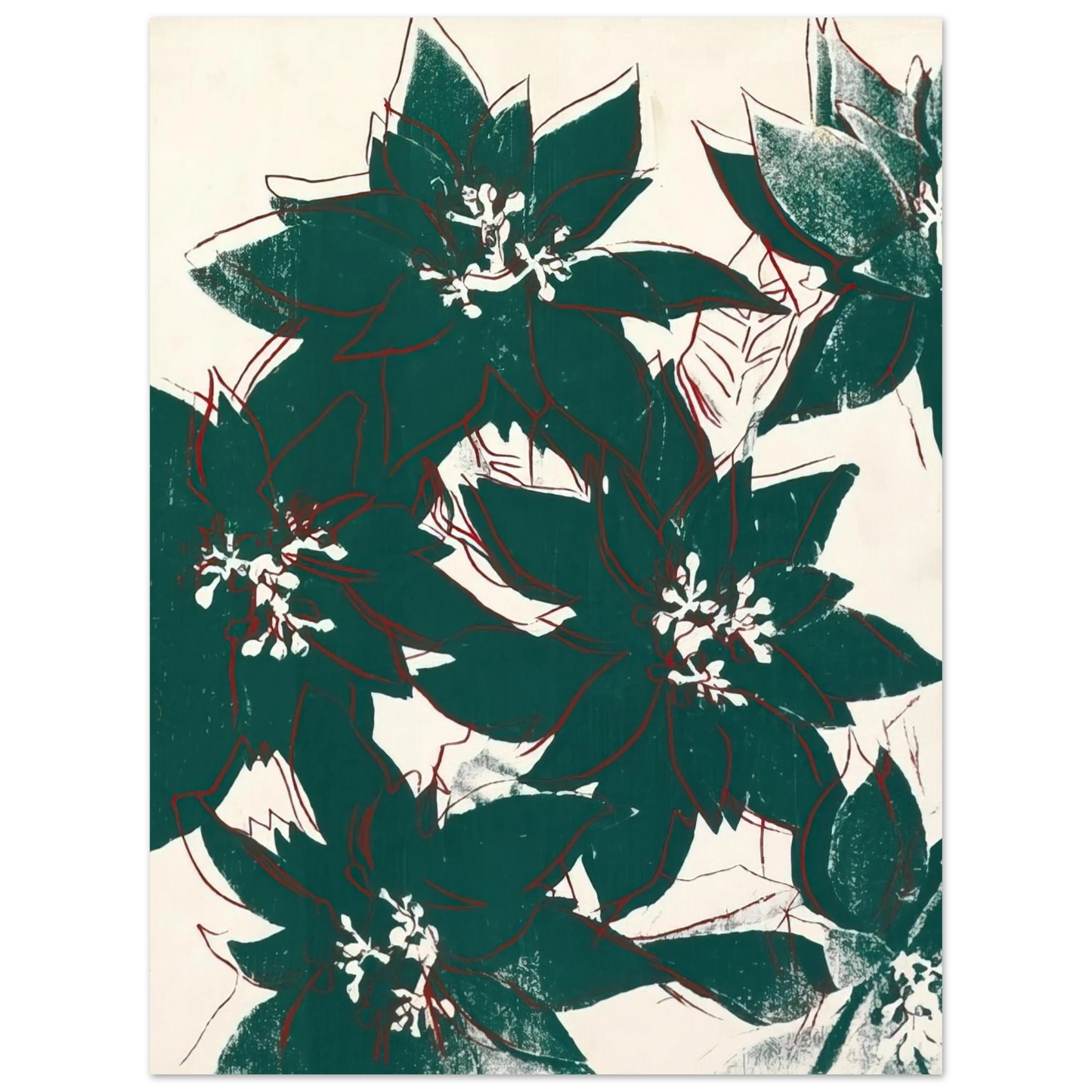 Andy Warhol - Poinsetta Fine Art Poster - 13x18 cm / 5x7 inches