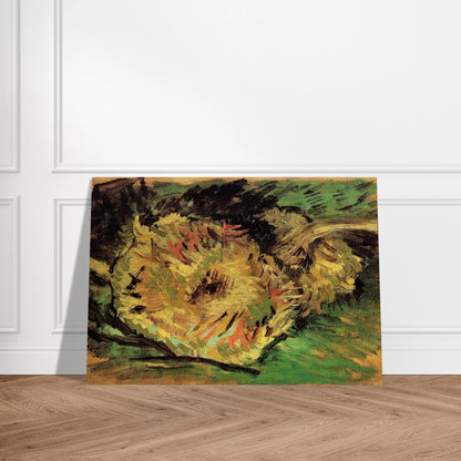 Two Cut Sunflowers - Vincent van Gogh Brushed Aluminum Print - 70x100 cm / 28x40 inches | Vincent van Gogh Aluminum Print | Vincent van Gogh Prints