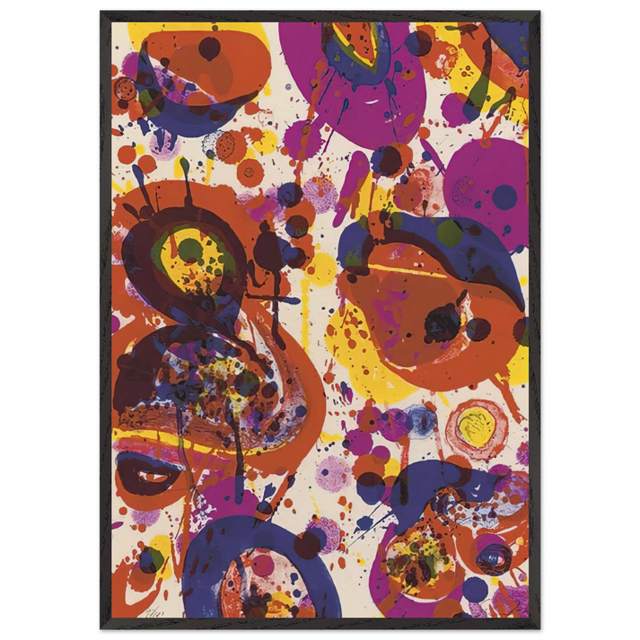 Untitled  from Pasadena Box   Lembark L57  - Sam Francis 70x100 cm / 28x40 inches Framed Art Print – Black Wooden Frame