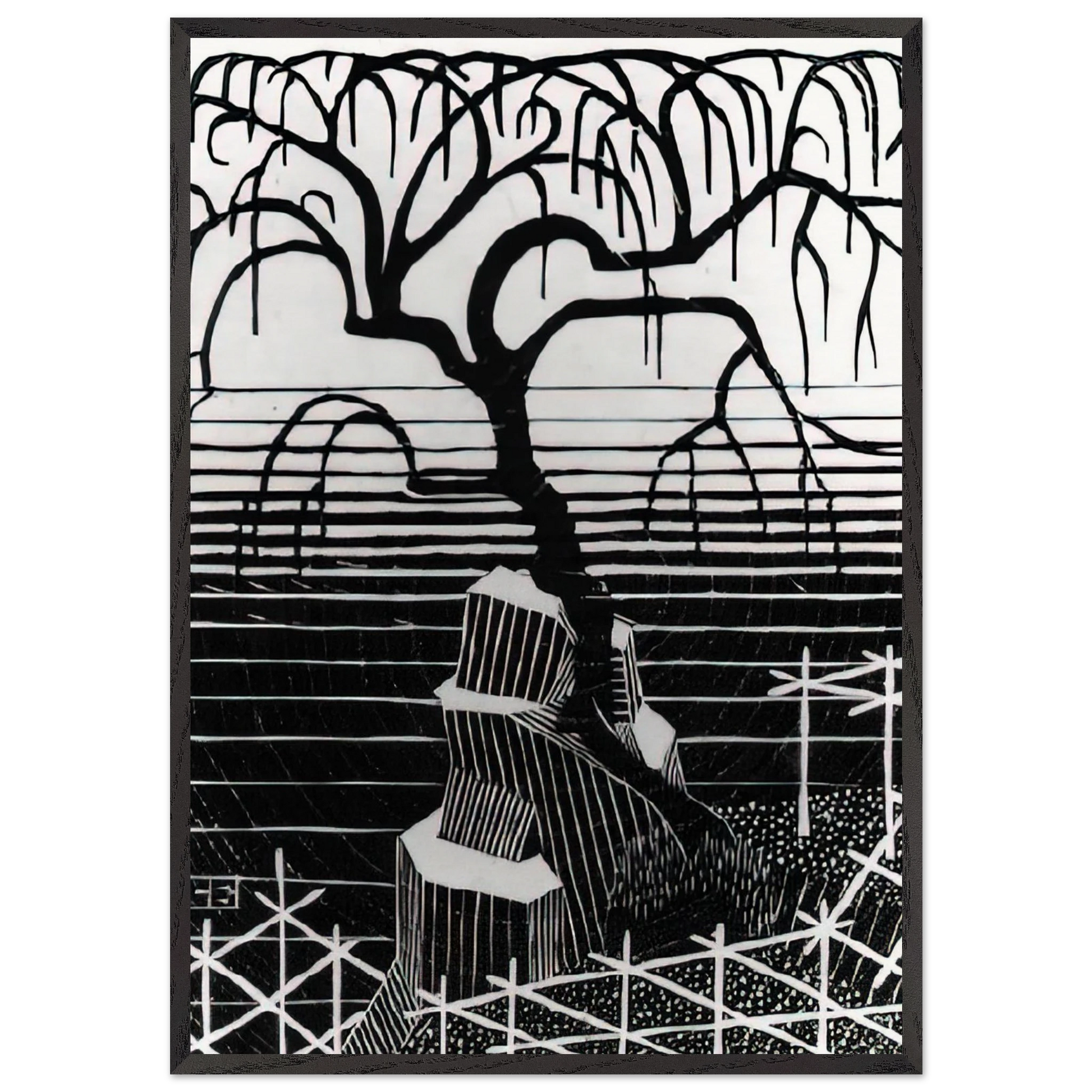 TREE 1926 - MC Escher Framed Art Print – Black Wooden Frame - Default Title - -Framed Art Print
