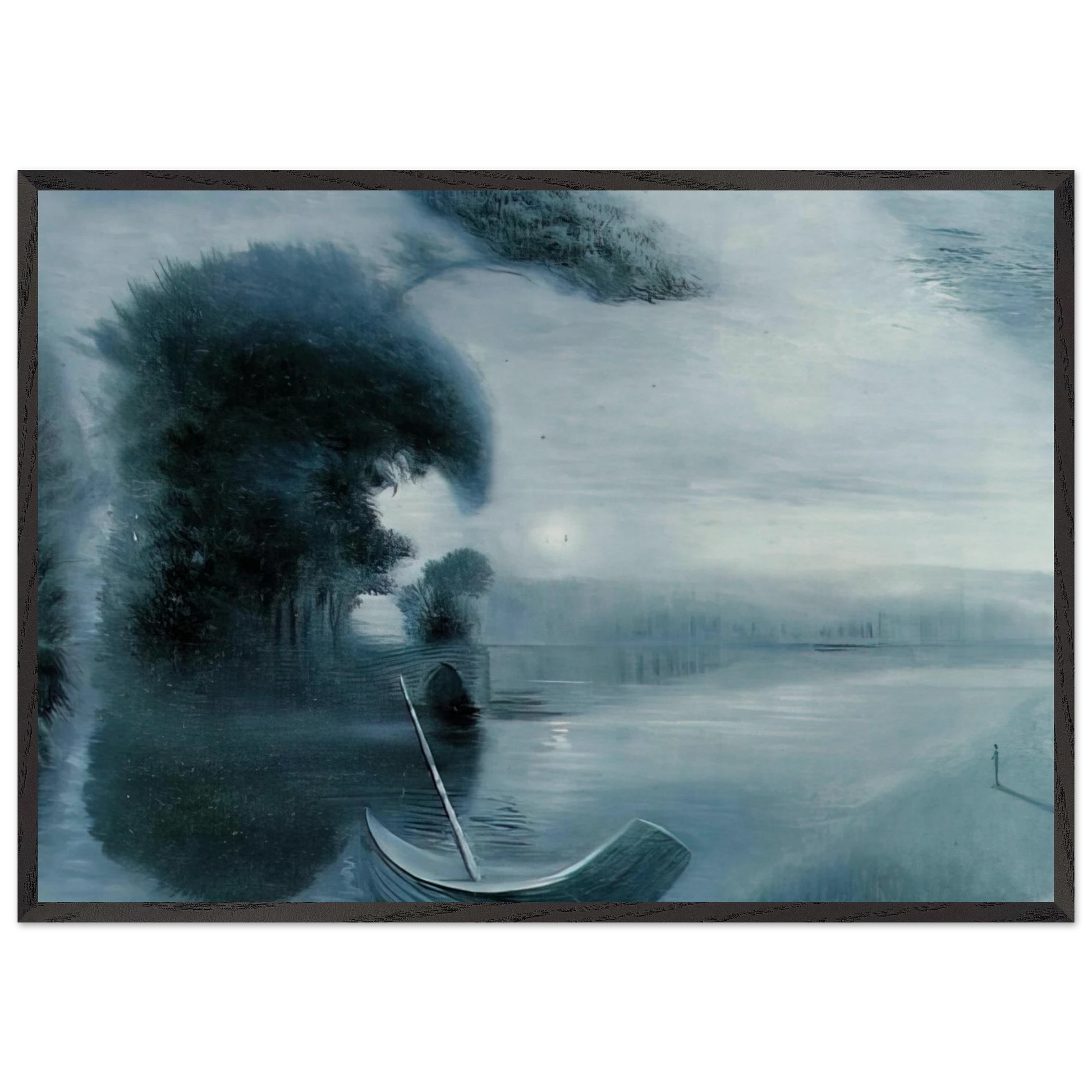 METAMORPHOSIS OF HITLER S FACE INTO A MOONLIT LANDSCAPE WITH ACCOMPANIMENT - Salvador Dali Framed Art Print – Black Wooden Frame - Default Title - -Framed Art Print