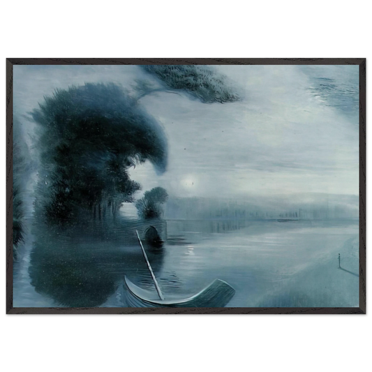 METAMORPHOSIS OF HITLER S FACE INTO A MOONLIT LANDSCAPE WITH ACCOMPANIMENT - Salvador Dali Framed Art Print – Black Wooden Frame - Default Title - -Framed Art Print