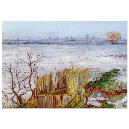 Snowy Landscape with Arles in the Background - Vincent van Gogh Brushed Aluminum Print - 70x100 cm / 28x40 inches | Vincent van Gogh Aluminum Print | Vincent van Gogh Prints