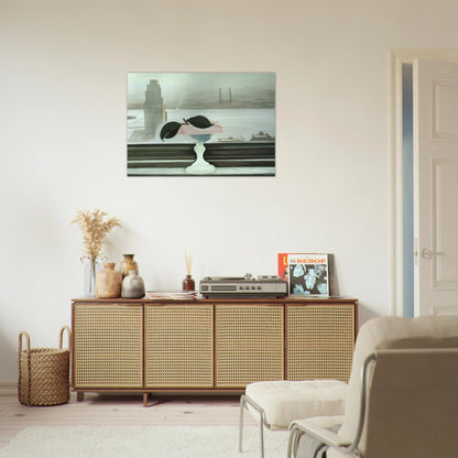 Pink Dish and Green Leaves - Georgia O'Keeffe Brushed Aluminum Print - 70x100 cm / 28x40 inches | Georgia O'Keeffe Aluminum Print | Georgia O'Keeffe Prints