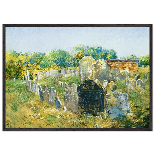 Colonial Graveyard at Lexington - Childe Hassam 70x100 cm / 28x40 inches Framed Art Print – Black Wooden Frame
