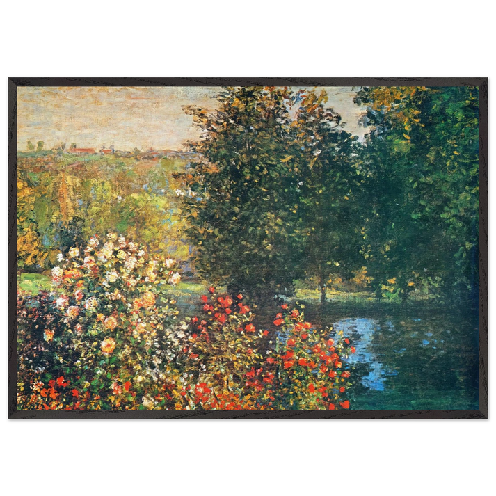 Roses in the Hoshedes Garden at Montregon - claude monet 70x100 cm / 28x40 inches Framed Art Print – Black Wooden Frame