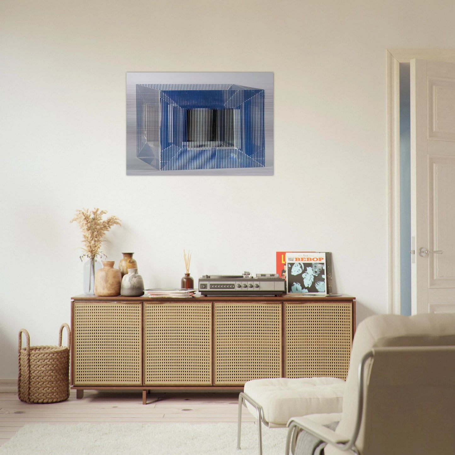 CUBE WITH AMBIGOUS SPACE 1981 - Jesus Rafael Soto Brushed Aluminum Print - 70x100 cm / 28x40 inches | Jesus Rafael Soto Aluminum Print | Jesus Rafael Soto Prints