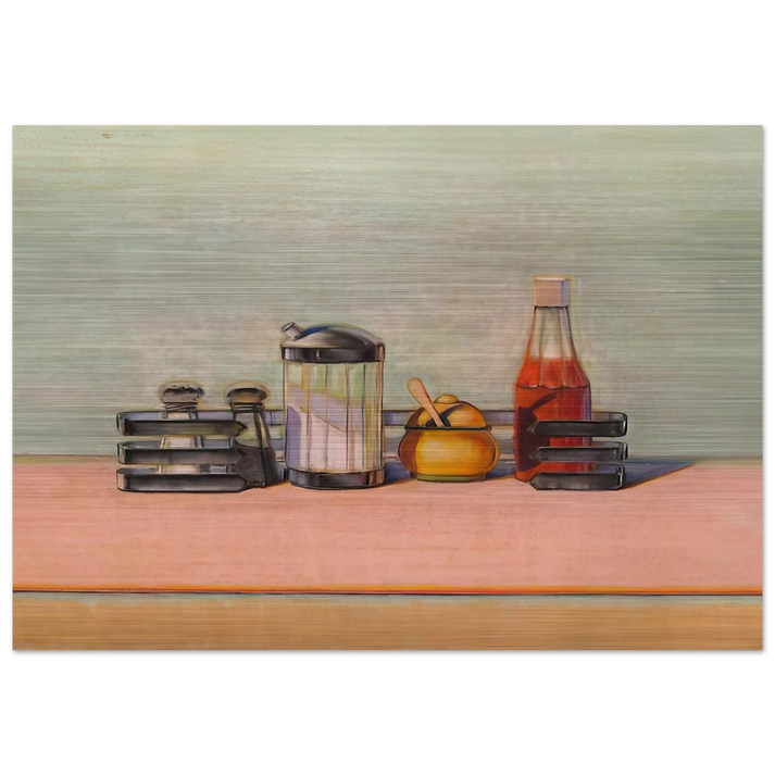 Caged Condiments - 2000 - Wayne Thiebaud Brushed Aluminum Print - 70x100 cm / 28x40 inches | Wayne Thiebaud Aluminum Print | Wayne Thiebaud Prints