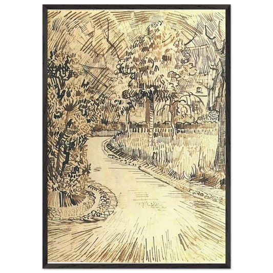 Public Garden with a Corner of the Yellow House - Vincent van Gogh Framed Art Print – Black Wooden Frame - Default Title - -Framed Art Print