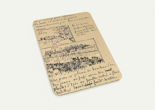 Farmhouse with Wheat Field along a Road and Field with Flowers By Vincent van Gogh Pack of 10 Post Cards | Vincent van Gogh Post Cards | A6 (10.5 x 14.8 cm) - 4.1 x 5.8 inches