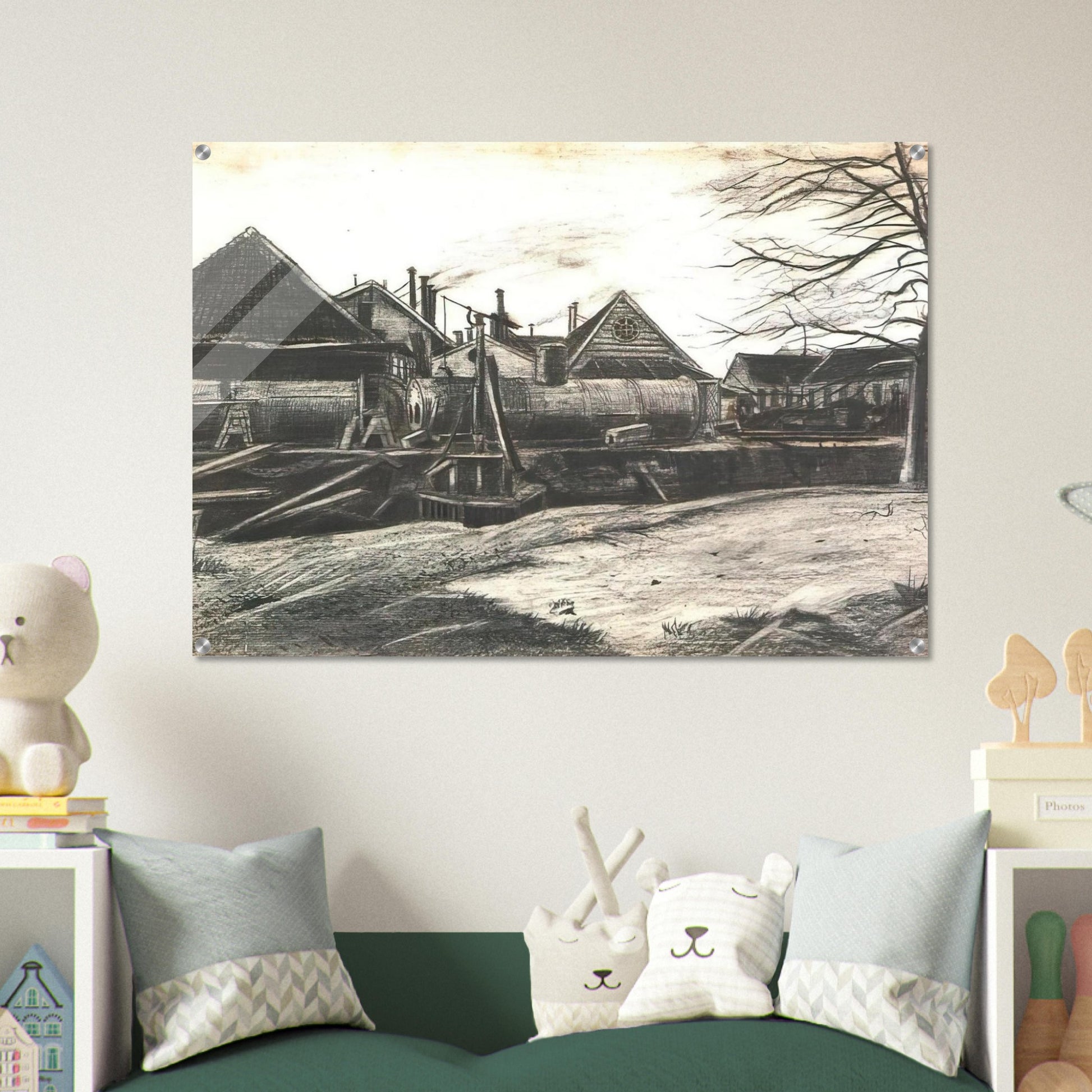 Factory - Vincent van Gogh Acrylic Print - 70x100 cm / 28x40″ inches | Vincent van Gogh Wall Art | Vincent van Gogh Prints