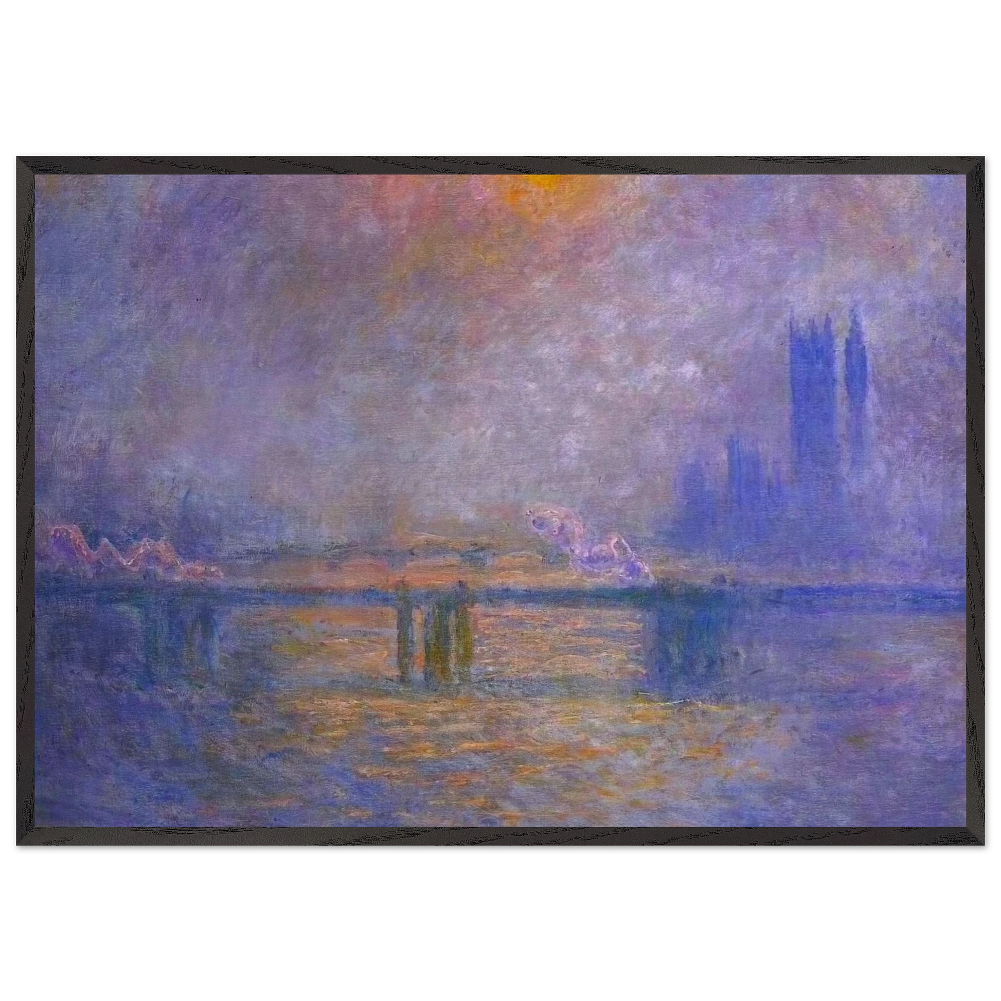Charing Cross Bridge The Thames 02 - claude monet Framed Art Print – Black Wooden Frame - Default Title - -Framed Art Print
