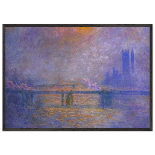 Charing Cross Bridge The Thames 02 - claude monet 70x100 cm / 28x40 inches Framed Art Print – Black Wooden Frame