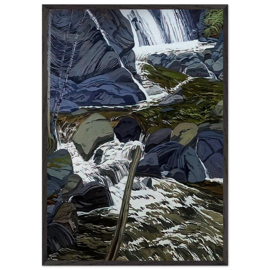Base of Falls - 1989 - Neil Welliver Framed Art Print – Black Wooden Frame - Default Title - -Framed Art Print