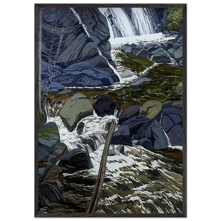 Base of Falls - 1989 - Neil Welliver 70x100 cm / 28x40 inches Framed Art Print – Black Wooden Frame