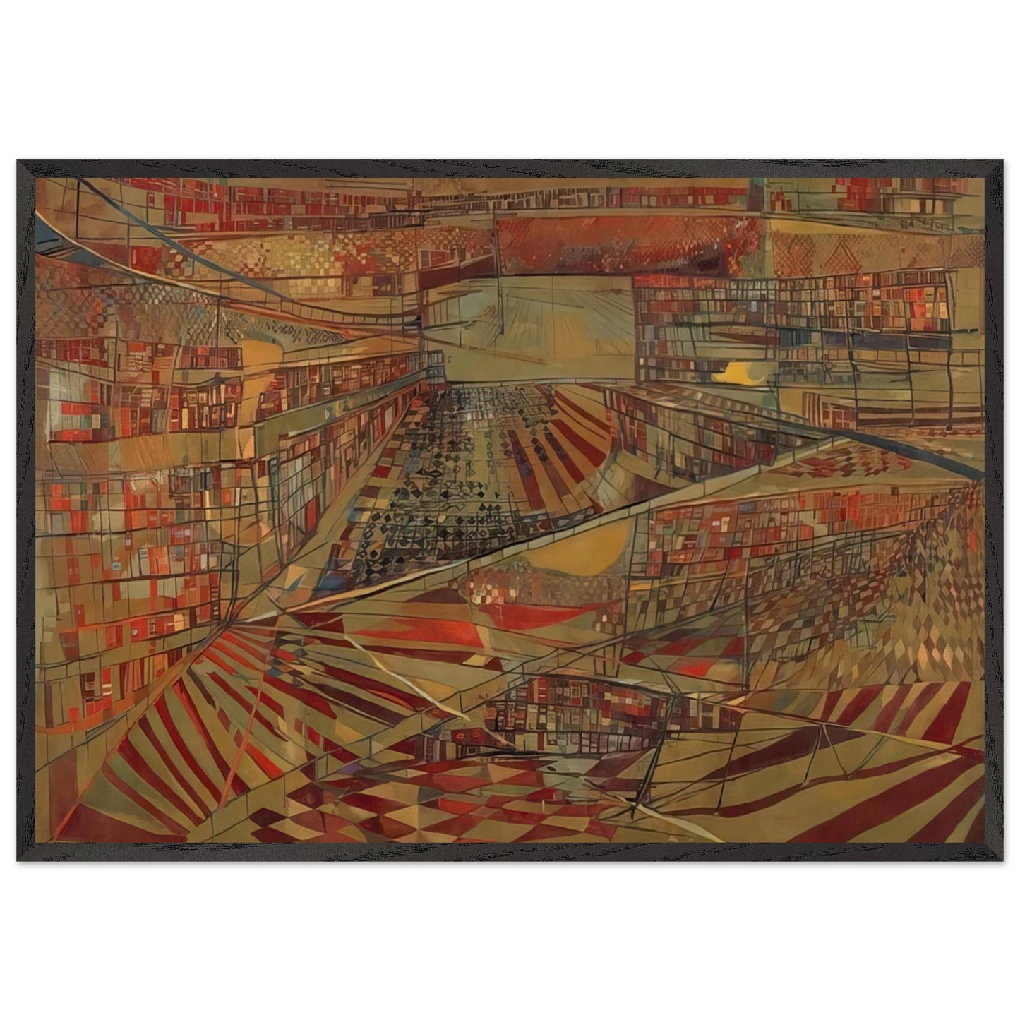 Bibliotheque - 1949 - Maria Helena Vieira da Silva Framed Art Print – Black Wooden Frame - Default Title - -Framed Art Print