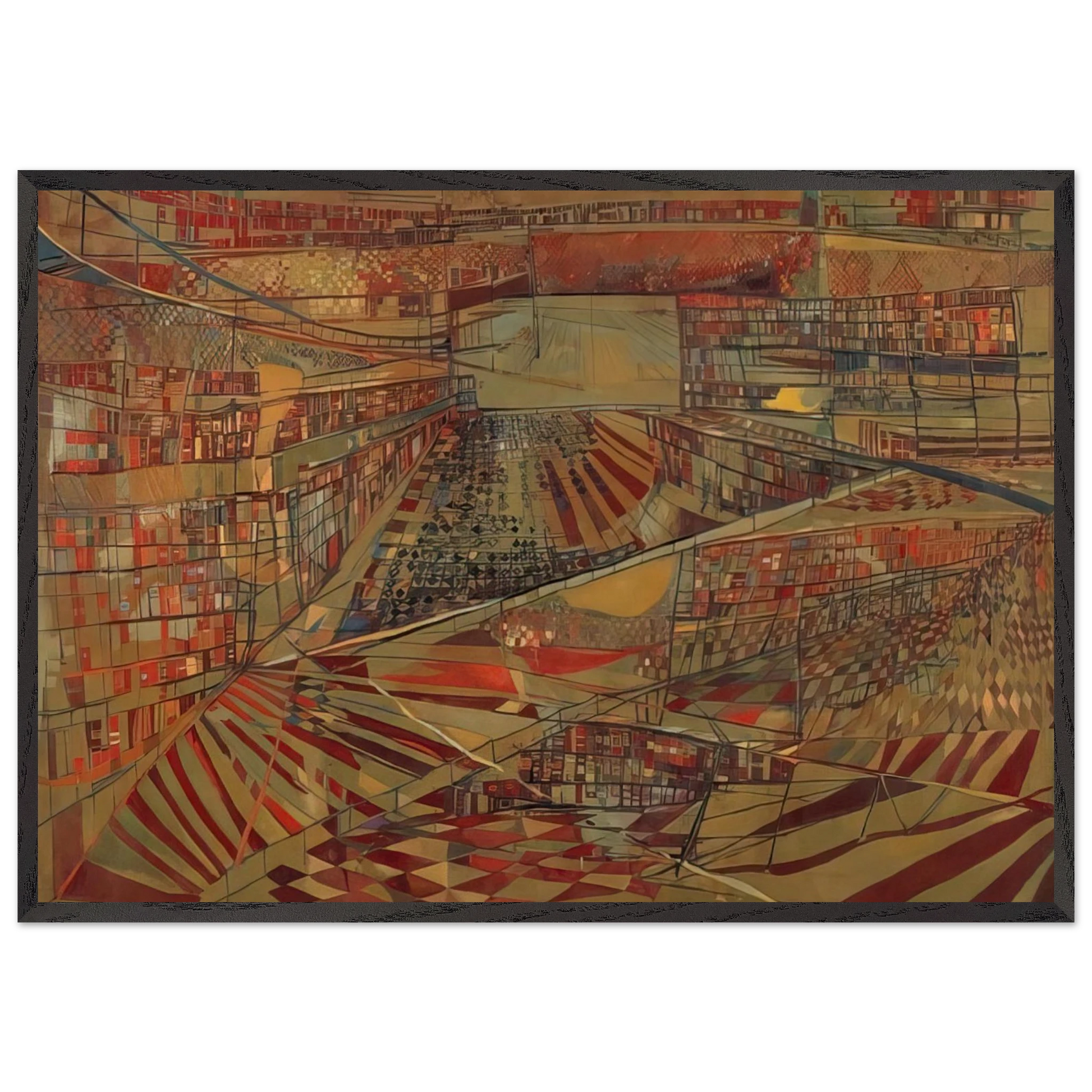 Bibliotheque - 1949 - Maria Helena Vieira da Silva Framed Art Print – Black Wooden Frame - Default Title - -Framed Art Print