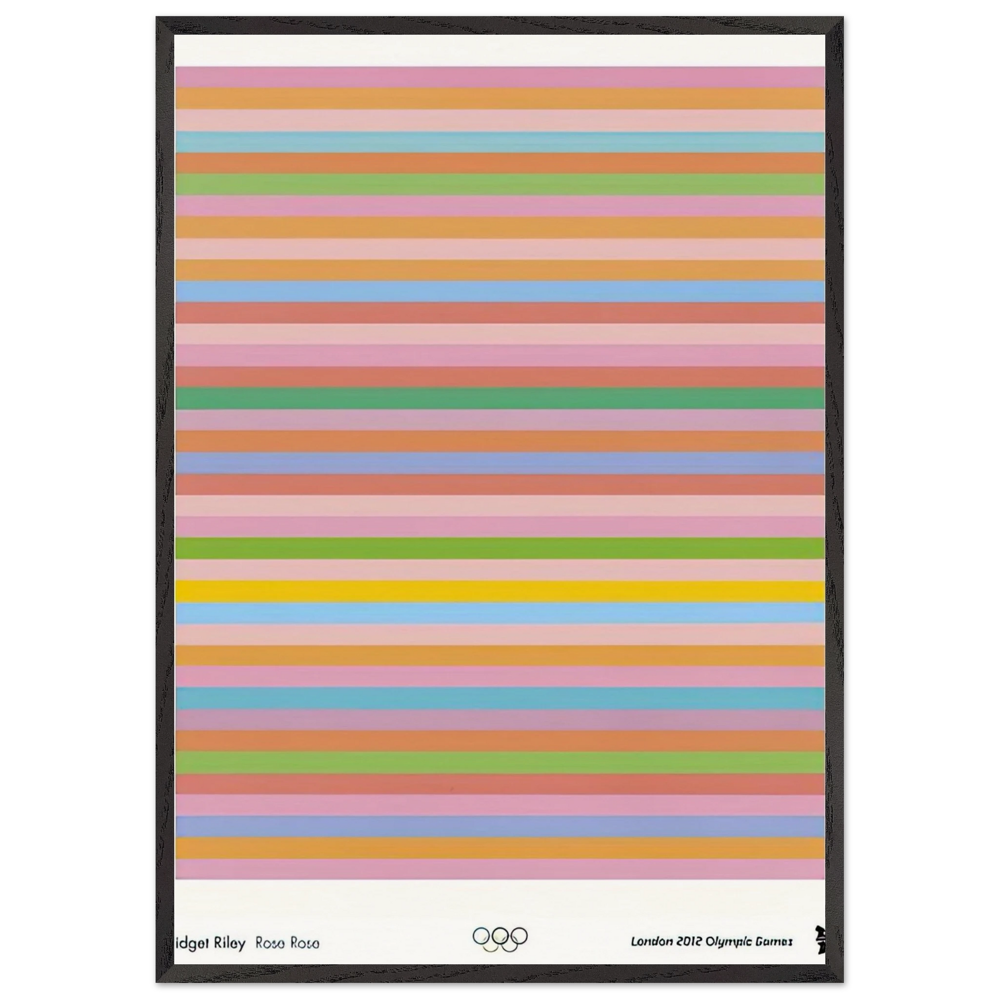 ROSE ROSE LONDON 2012 OLYMPIC GAMES POSTER 2012 - Bridget Riley Framed Art Print – Black Wooden Frame - Default Title - -Framed Art Print