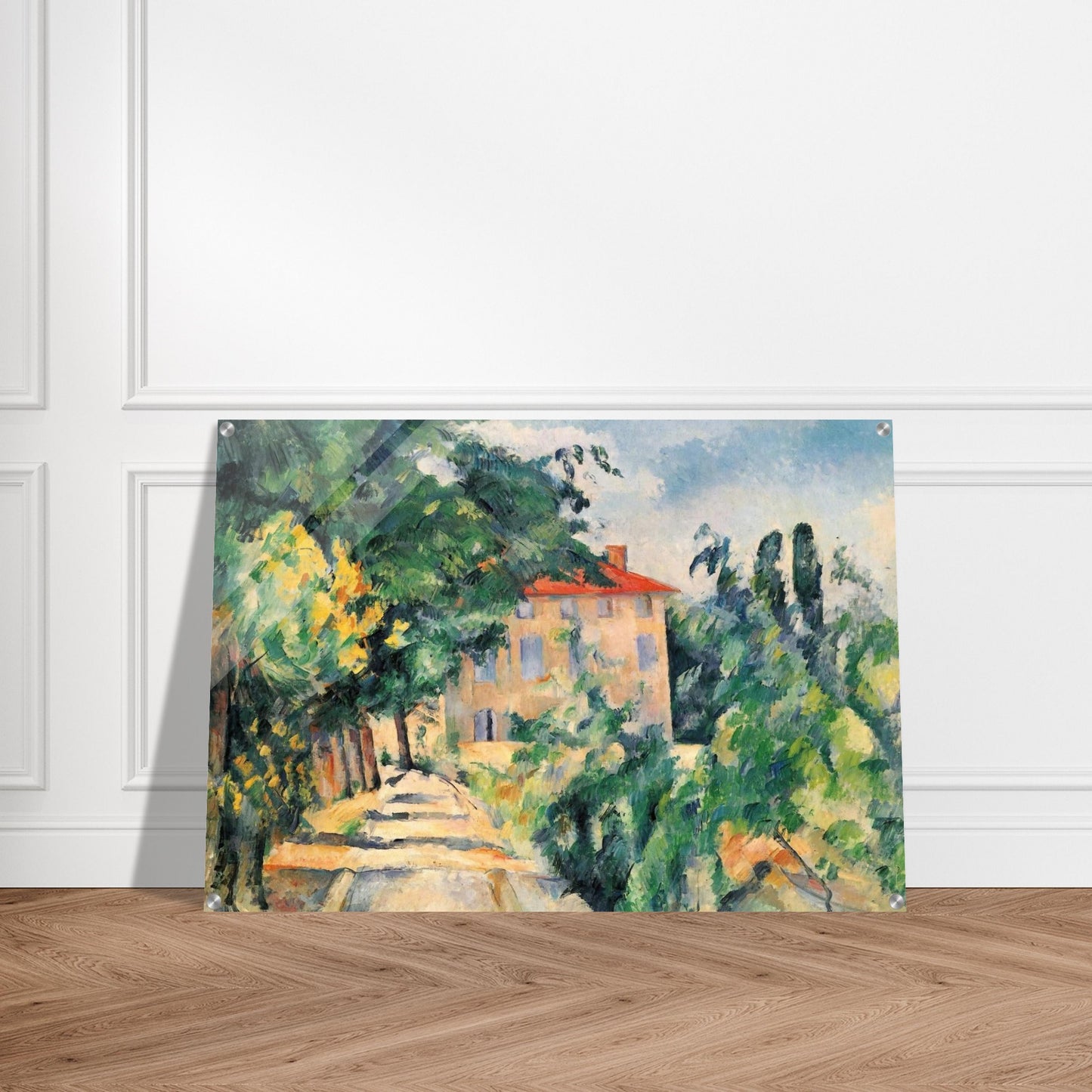 House with Red Roof - Paul Cézanne Acrylic Print - 70x100 cm / 28x40″ inches