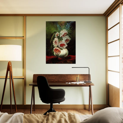 Vase with Peonies - Vincent van Gogh Brushed Aluminum Print - 70x100 cm / 28x40 inches | Vincent van Gogh Aluminum Print | Vincent van Gogh Prints