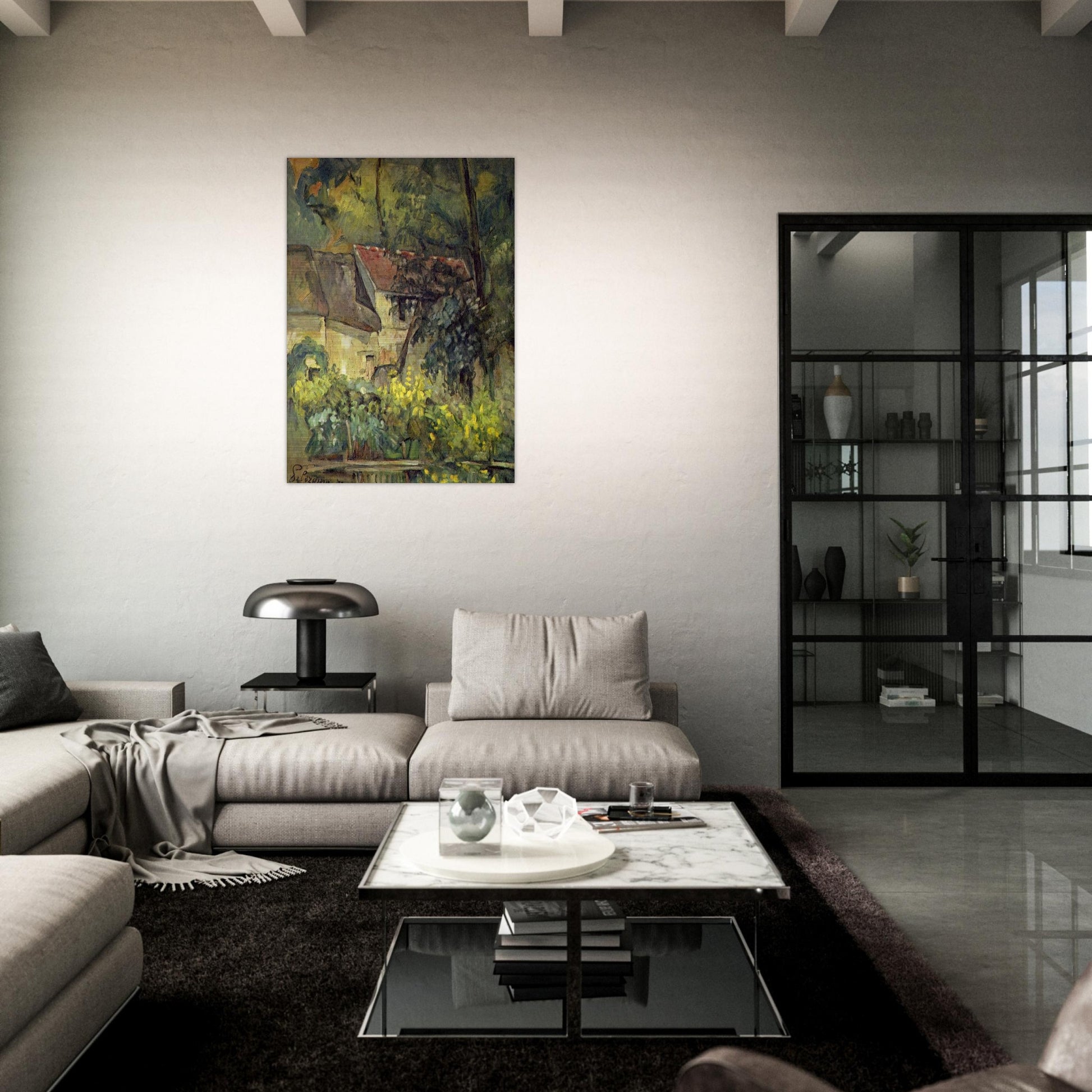 The House of Pere Lacroix in Auvers - Paul Cézanne Brushed Aluminum Print - 70x100 cm / 28x40 inches | Paul Cézanne Aluminum Print | Paul Cézanne Prints