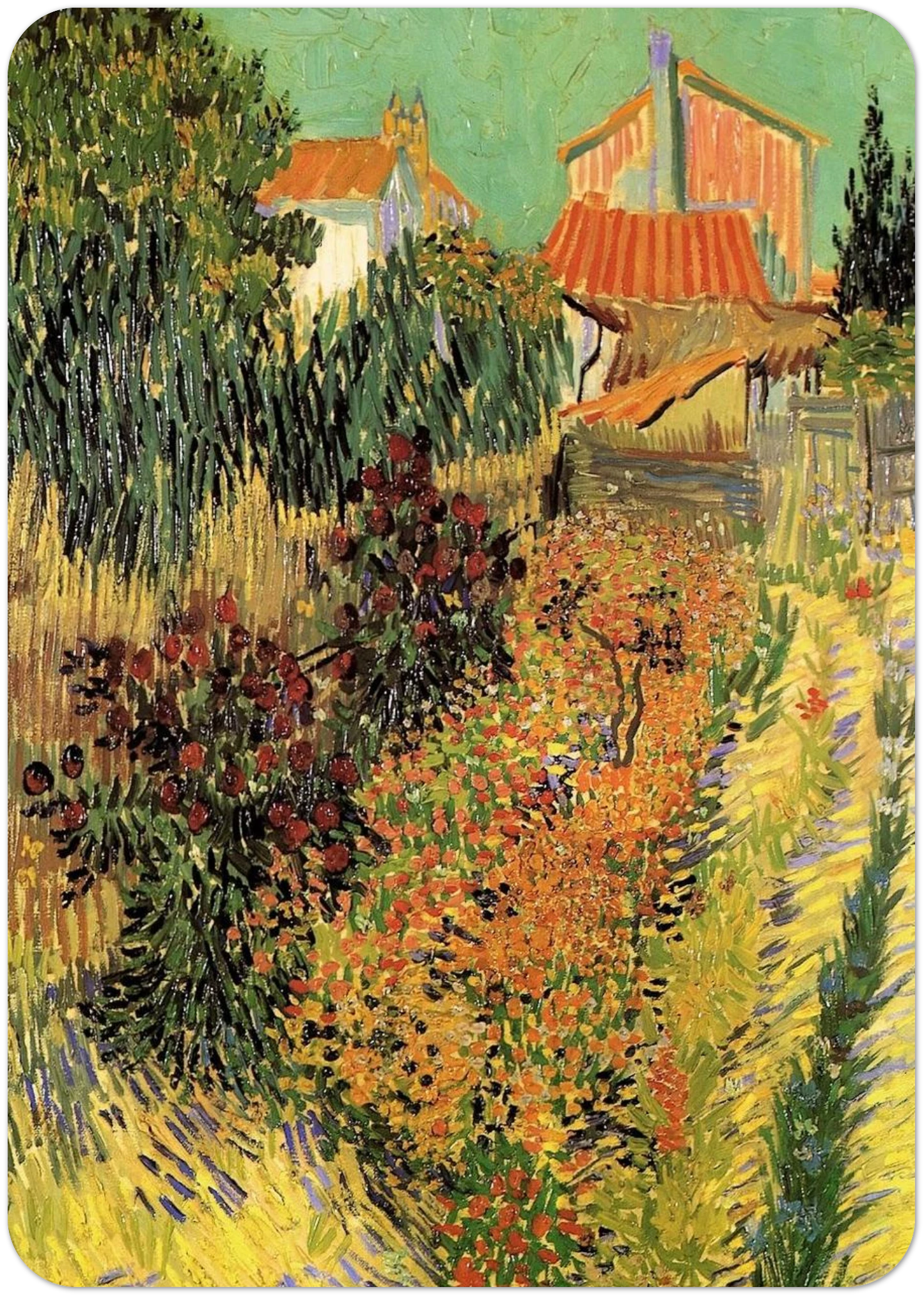 Garden Behind a House By Vincent van Gogh Pack of 10 Post Cards | Vincent van Gogh Post Cards | A6 (10.5 x 14.8 cm) - 4.1 x 5.8 inches
