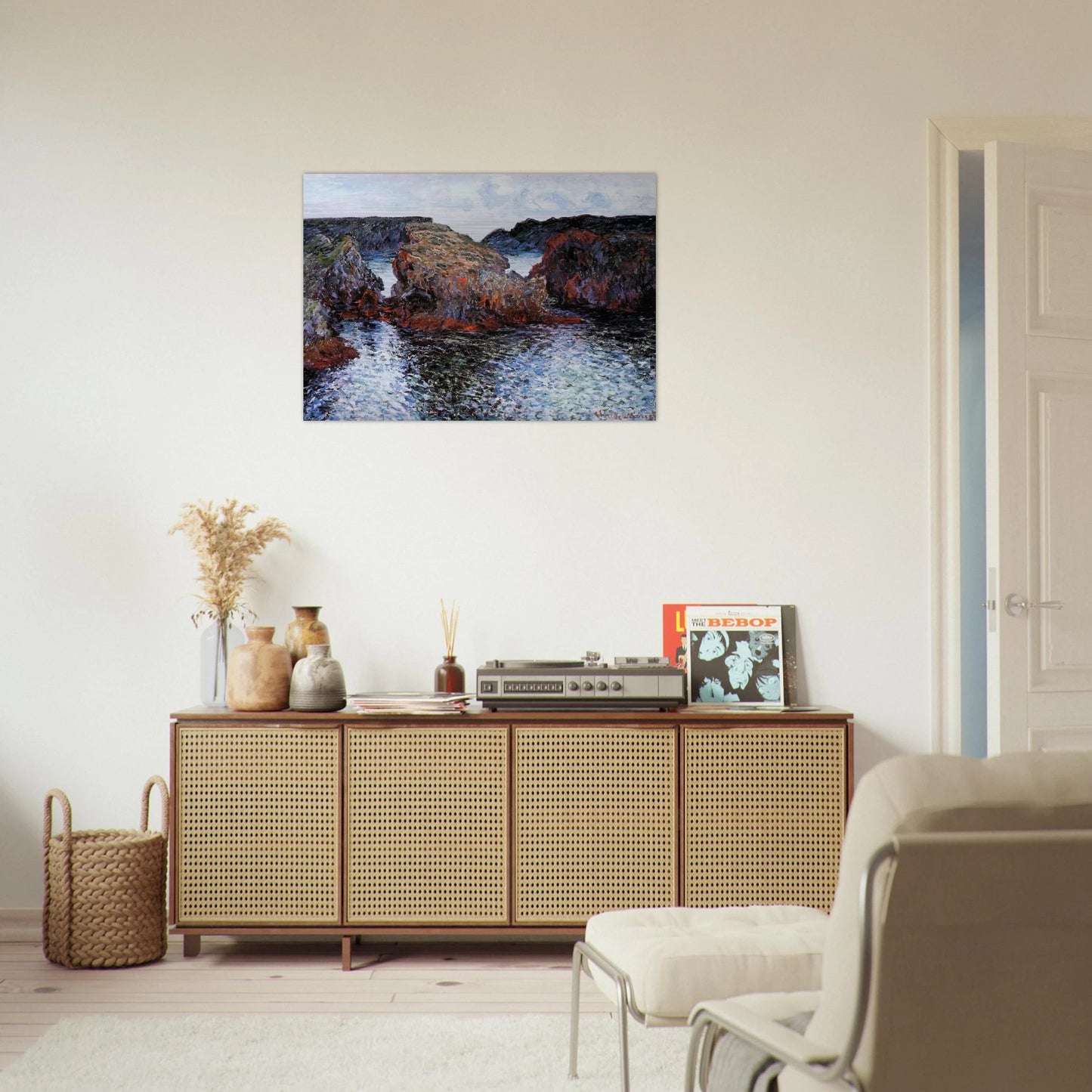 Belle-Ile, Rocks at Port-Goulphar - claude monet Brushed Aluminum Print - 70x100 cm / 28x40 inches | claude monet Aluminum Print | claude monet Prints