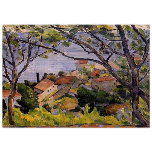 L'Estaque. View through the Trees - Paul Cézanne Brushed Aluminum Print - 70x100 cm / 28x40 inches | Paul Cézanne Aluminum Print | Paul Cézanne Prints