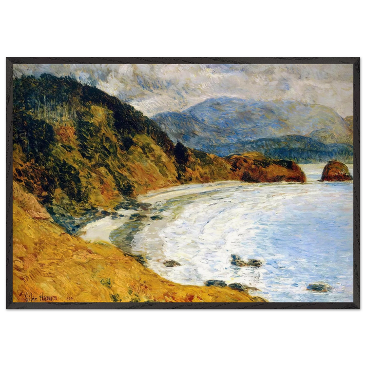 Ecola Beach Oregon - Childe Hassam 70x100 cm / 28x40 inches Framed Art Print – Black Wooden Frame