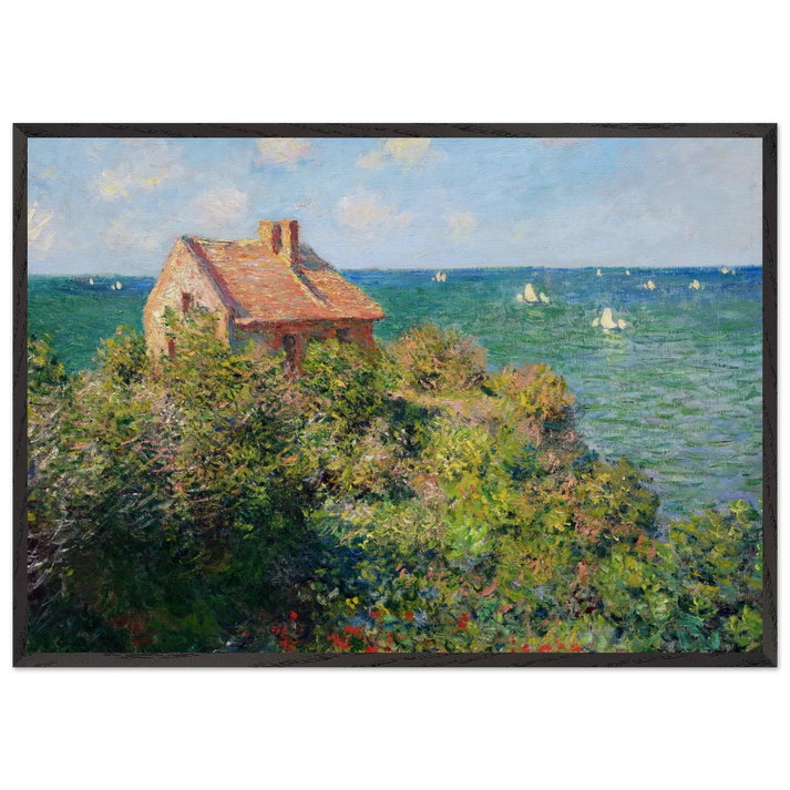 Fishermans Cottage at Varengeville - claude monet 70x100 cm / 28x40 inches Framed Art Print – Black Wooden Frame