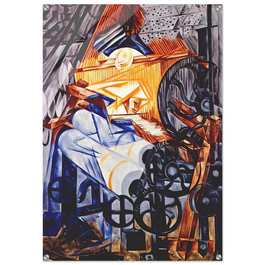 The weaver loomwoman - 1913 - Natalia Goncharova Acrylic Print - 70x100 cm / 28x40″ inches | Natalia Goncharova Wall Art | Natalia Goncharova Prints