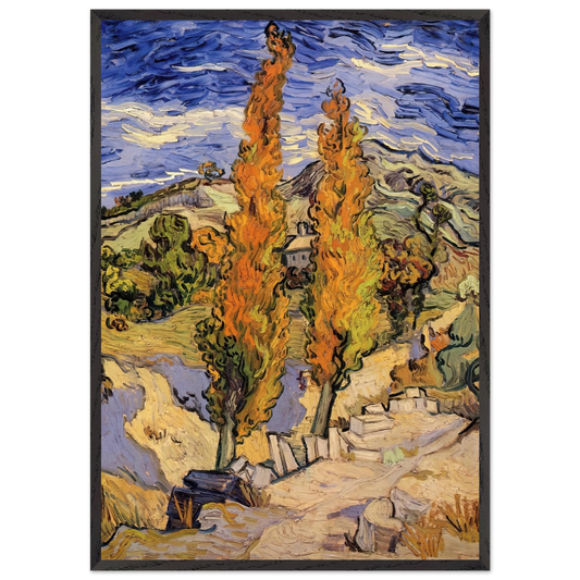 Two Poplars on a Hill - Vincent van Gogh Framed Art Print – Black Wooden Frame - Default Title - -Framed Art Print
