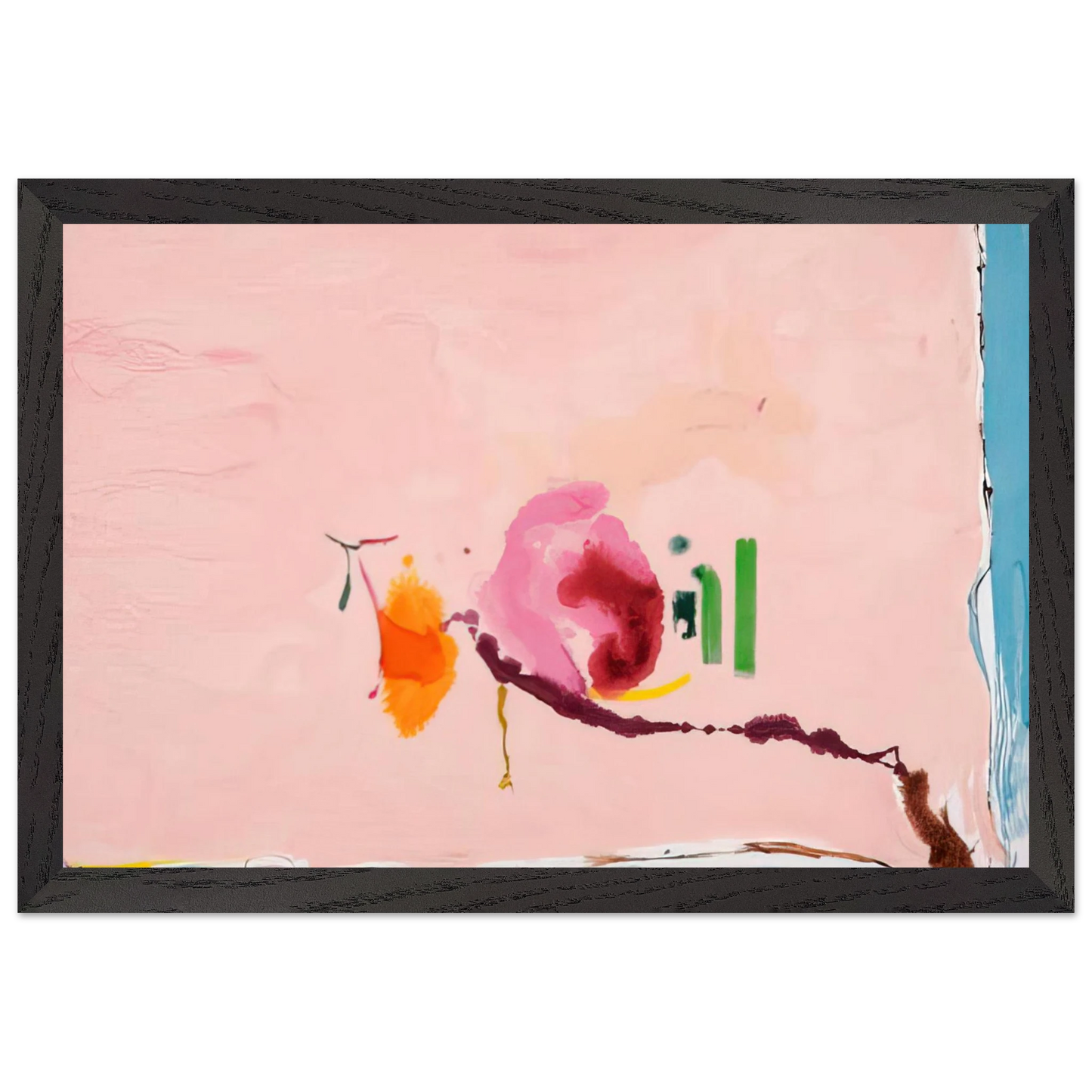 Helen Frankenthaler - Flirt - 1995 Wall art - 20x25 cm / 8x10 inches - Premium Wooden Framed Poster With Fine Art Paper - Black frame
