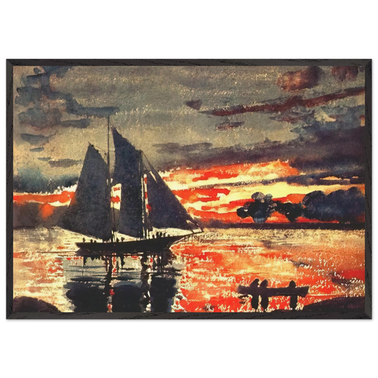 SUNSET FIRES - Winslow Homer Framed Art Print – Black Wooden Frame - Default Title - -Framed Art Print