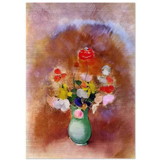 POPPIES IN A VASE - Odilon Redon Brushed Aluminum Print - 70x100 cm / 28x40 inches | Odilon Redon Aluminum Print | Odilon Redon Prints