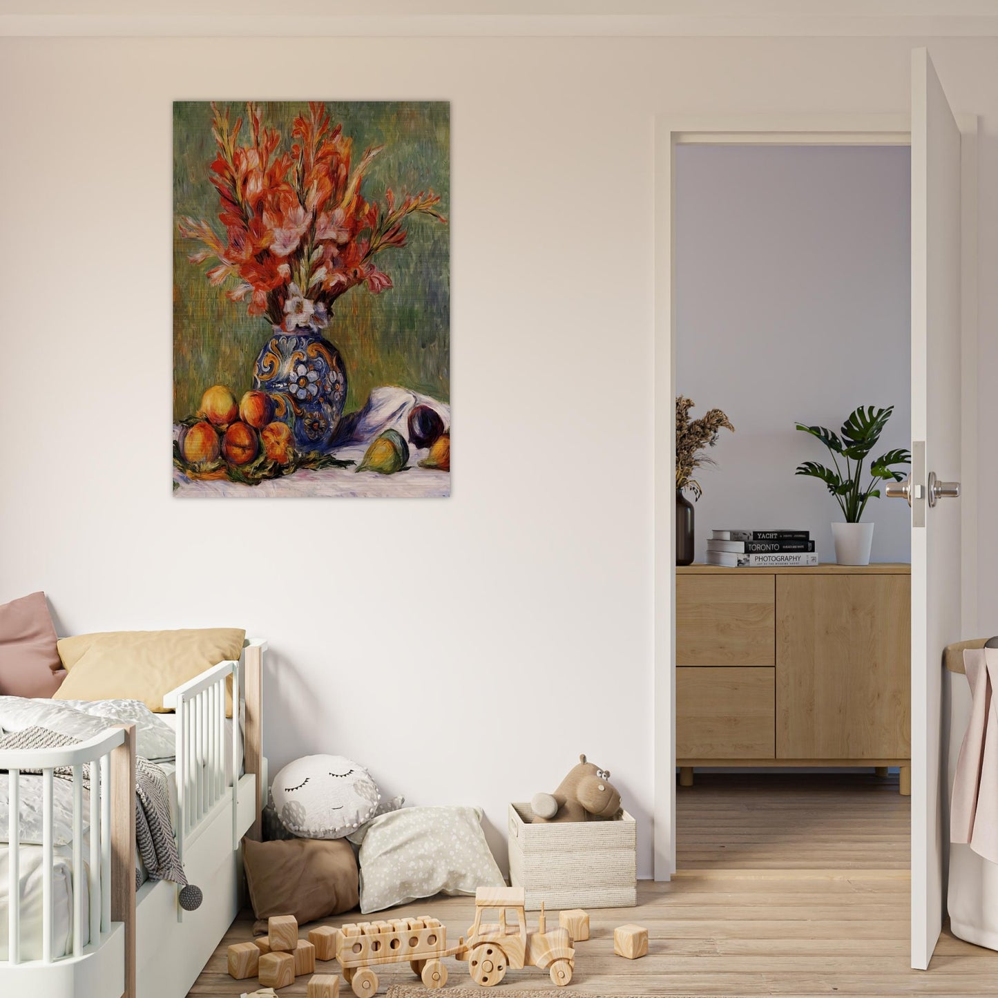 Flowers and Fruit - Pierre-Auguste Renoir Brushed Aluminum Print - 70x100 cm / 28x40 inches | Pierre-Auguste Renoir Aluminum Print | Pierre-Auguste Renoir Prints