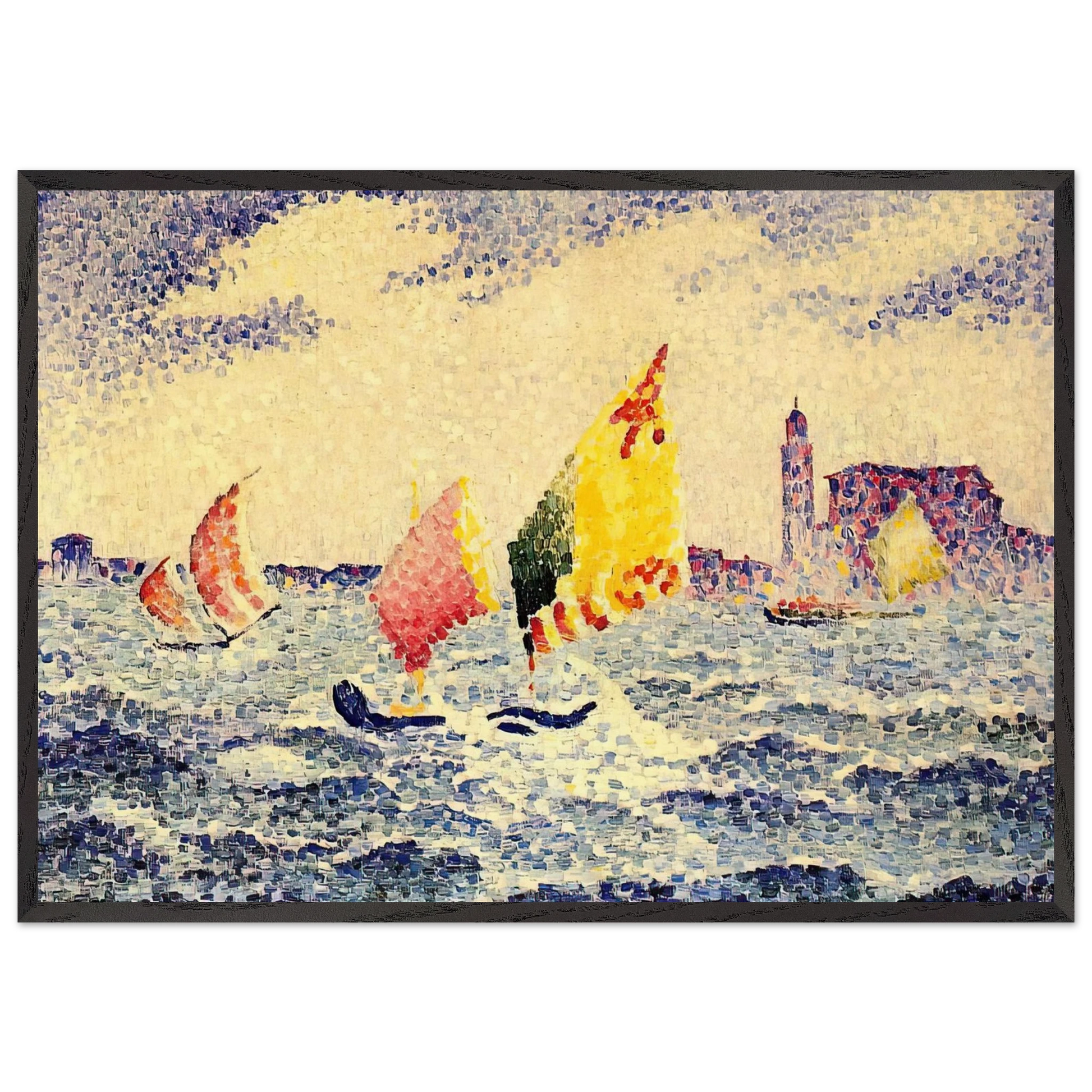 Sailboats near Chicago - Henri-Edmond Cross Framed Art Print – Black Wooden Frame - Default Title - -Framed Art Print