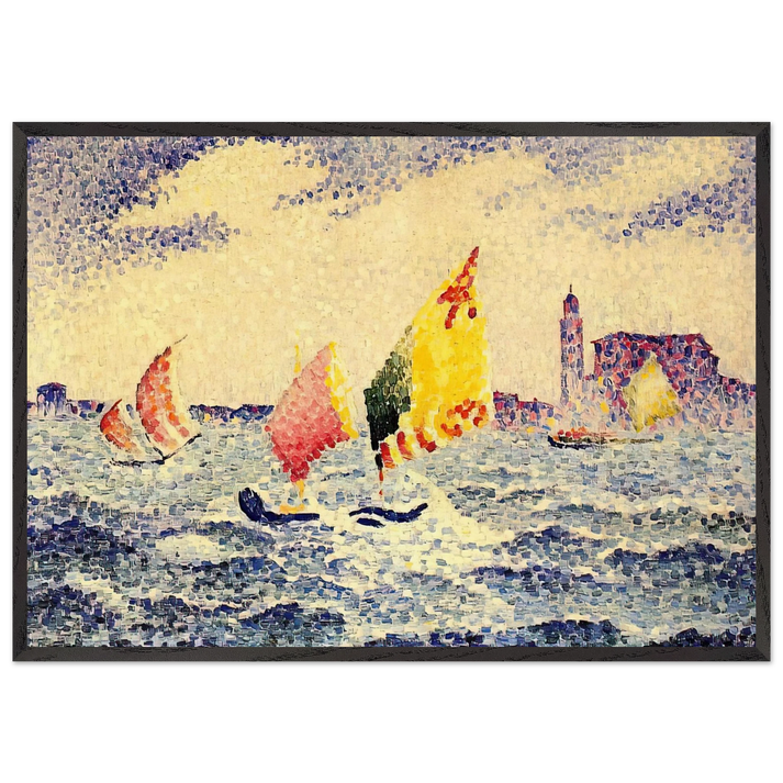 Sailboats near Chicago - Henri-Edmond Cross 70x100 cm / 28x40 inches Framed Art Print – Black Wooden Frame