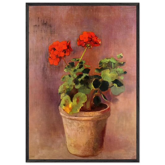 THE POT OF GERANIUMS - Odilon Redon Framed Art Print – Black Wooden Frame - Default Title - -Framed Art Print