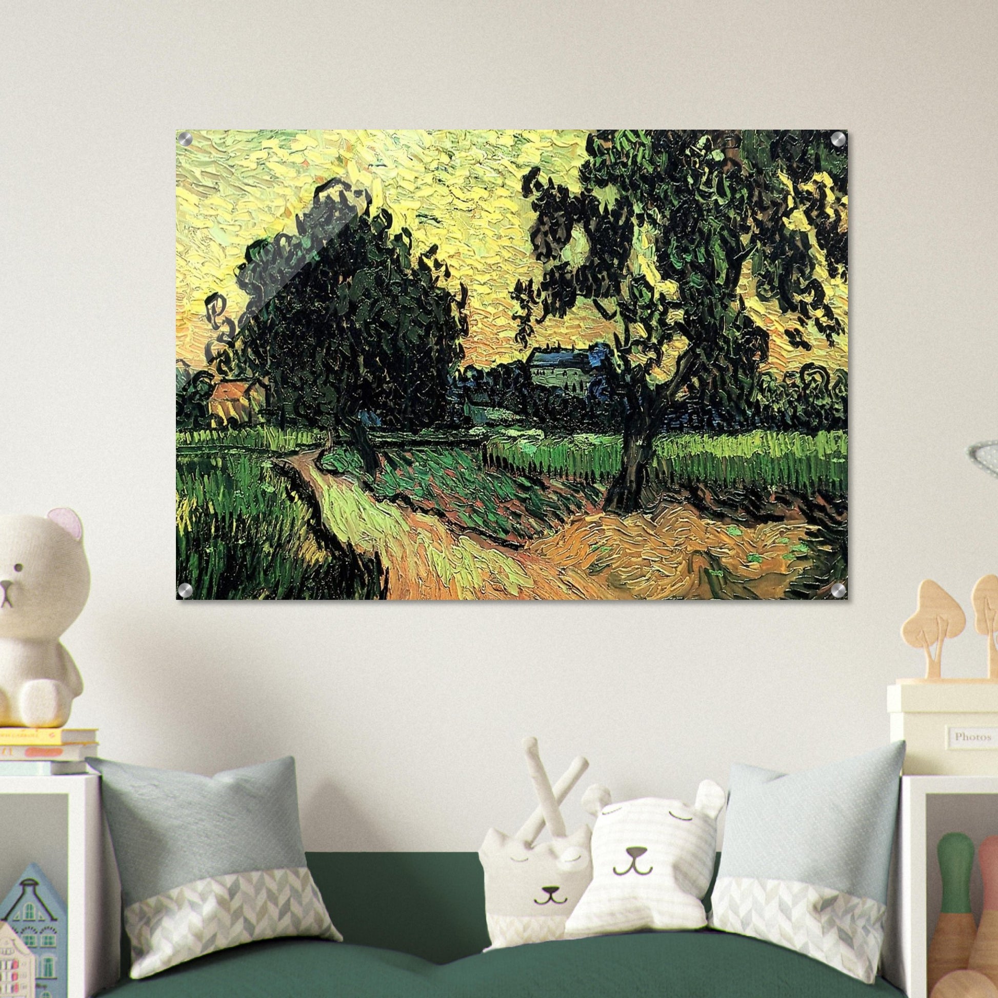 Landscape with the Chateau of Auvers at Sunset - Vincent van Gogh Acrylic Print - 70x100 cm / 28x40″ inches