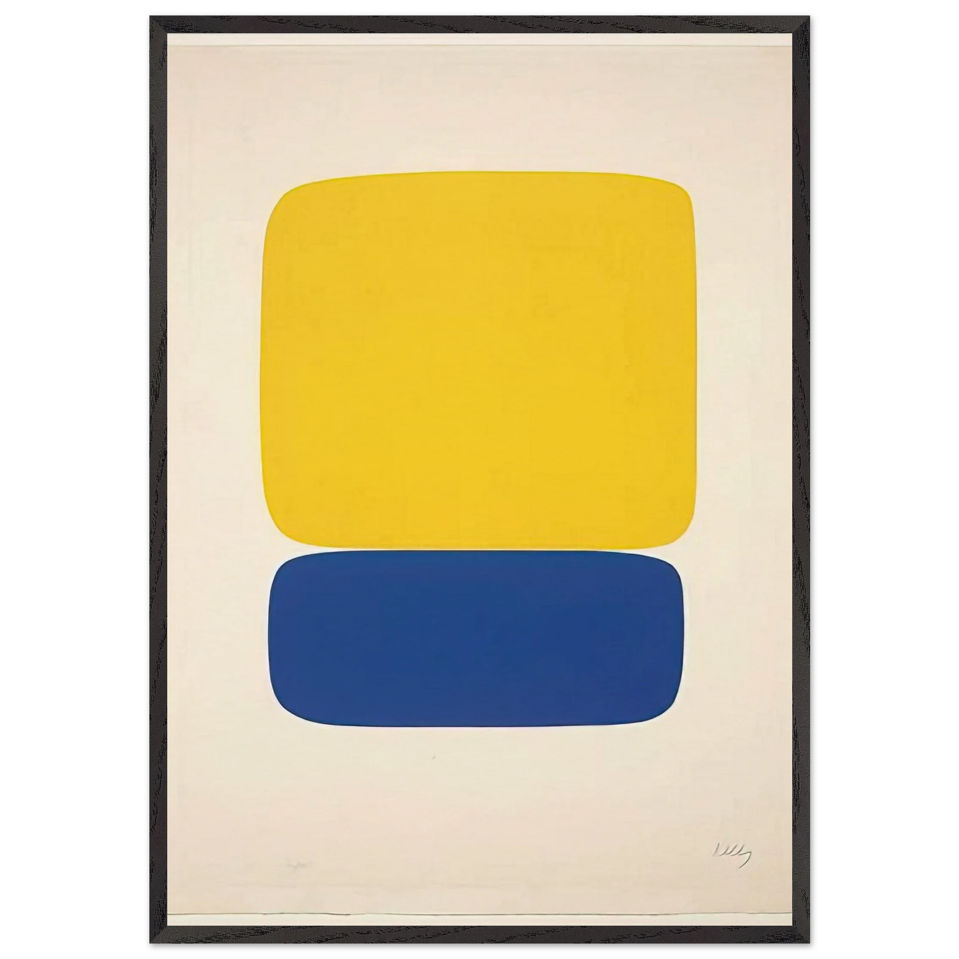 Yellow over Dark Blue - Ellsworth Kelly Framed Art Print – Black Wooden Frame - Default Title - -Framed Art Print