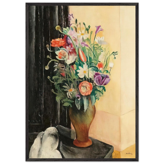 FLOWERS 1919 N2 - Moise Kisling Framed Art Print – Black Wooden Frame - Default Title - -Framed Art Print
