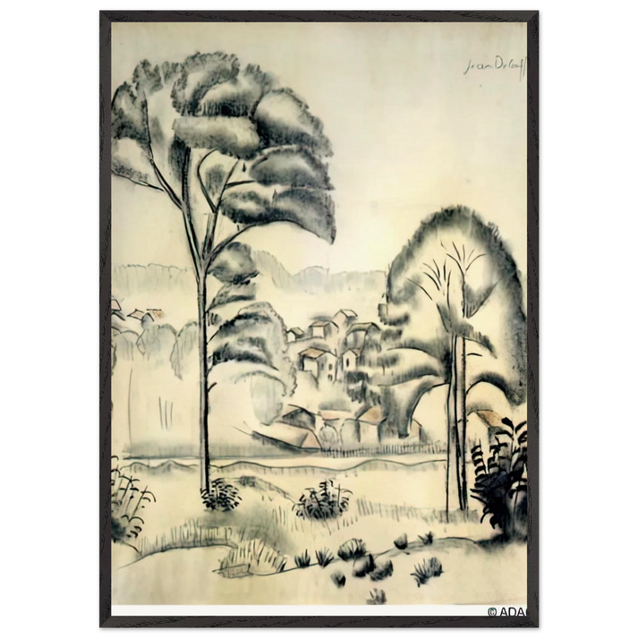 LANDSCAPE OF ALGERIA - Jean Dubuffet 70x100 cm / 28x40 inches Framed Art Print – Black Wooden Frame