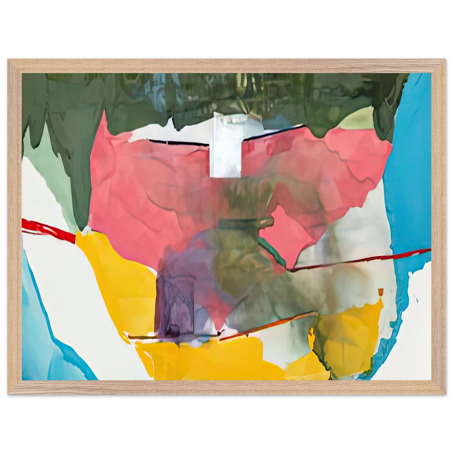 Helen Frankenthaler - Off White Square, 1973- Wall Art - 21x29.7 cm / 8x12" - Premium Wooden Framed Poster With Fine Art Paper - Wood frame