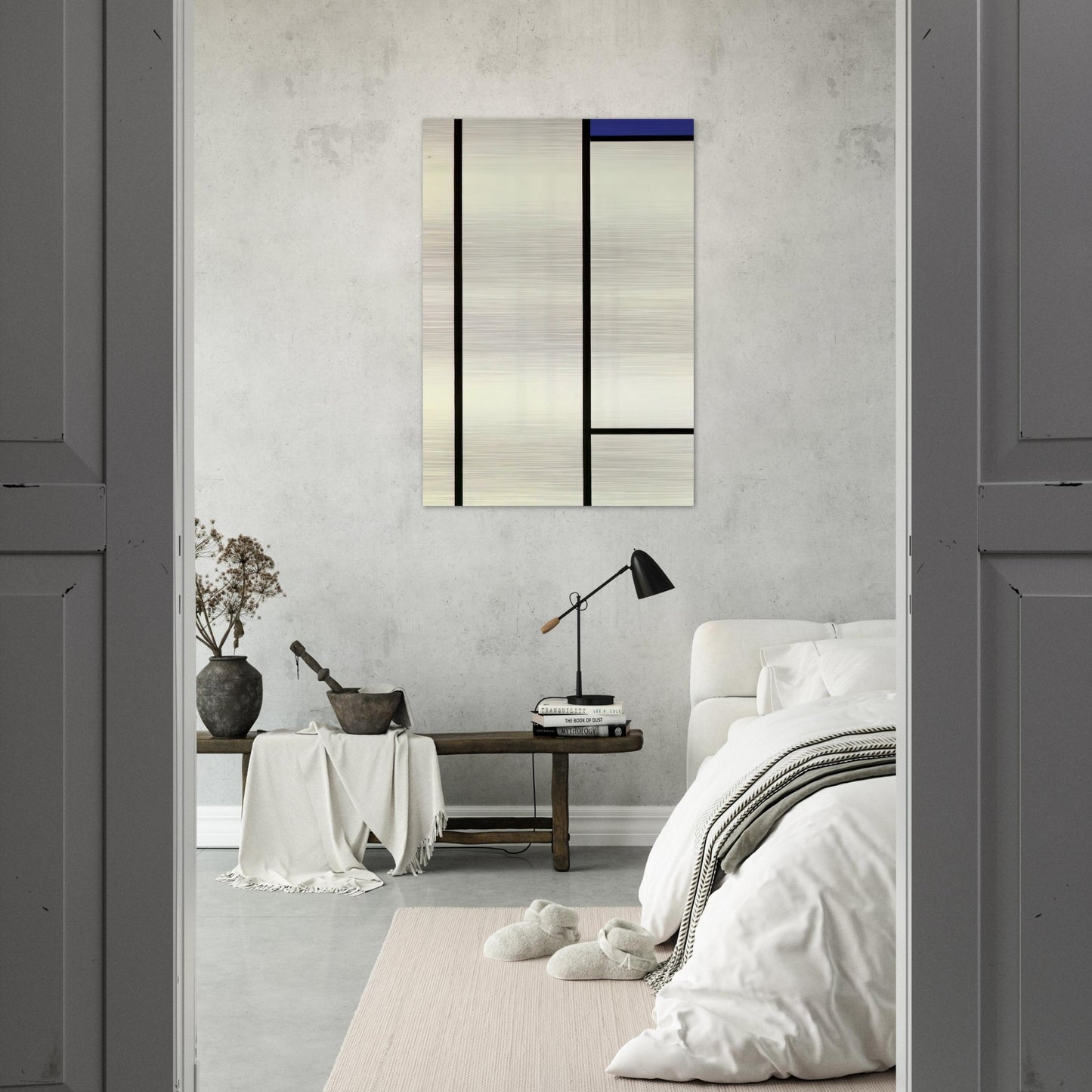 Vertical Composition with Blue and White - Piet Mondrian Brushed Aluminum Print - 70x100 cm / 28x40 inches | Piet Mondrian Aluminum Print | Piet Mondrian Prints