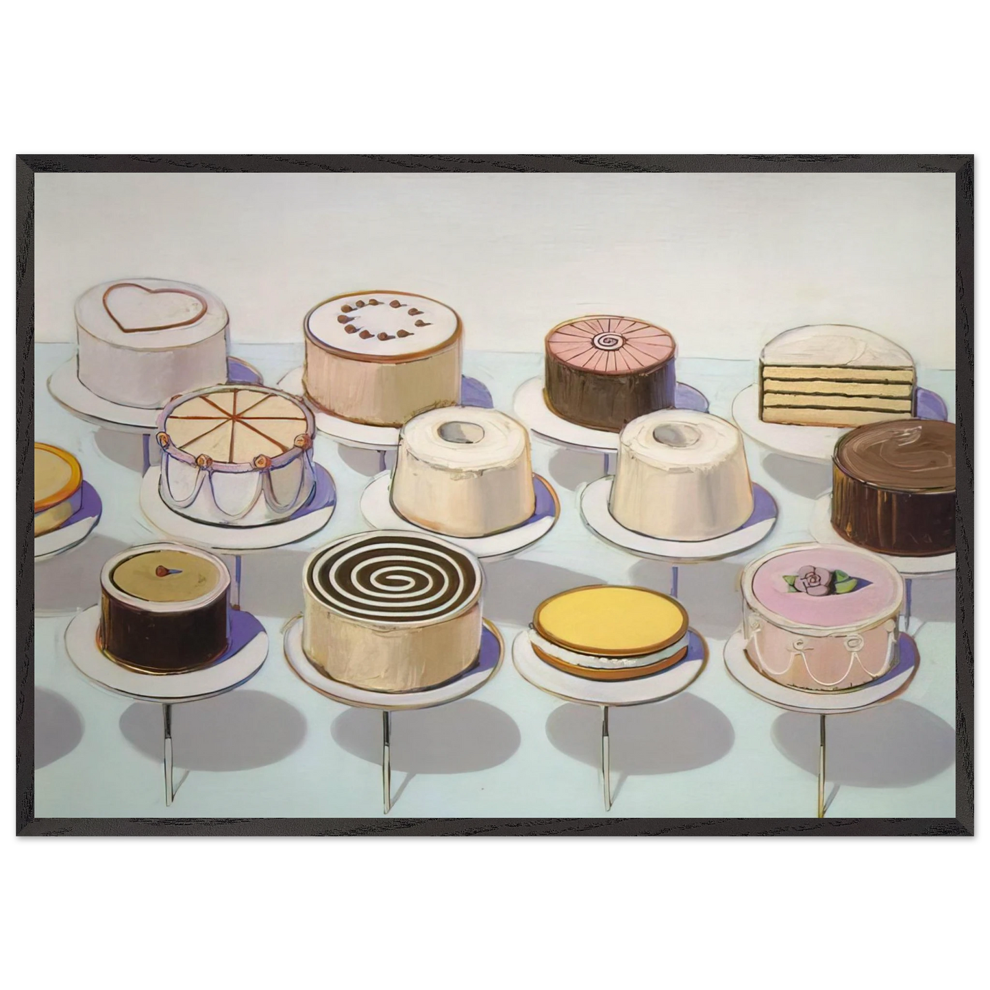 Cakes - 1963 - Wayne Thiebaud Framed Art Print – Black Wooden Frame - Default Title - -Framed Art Print