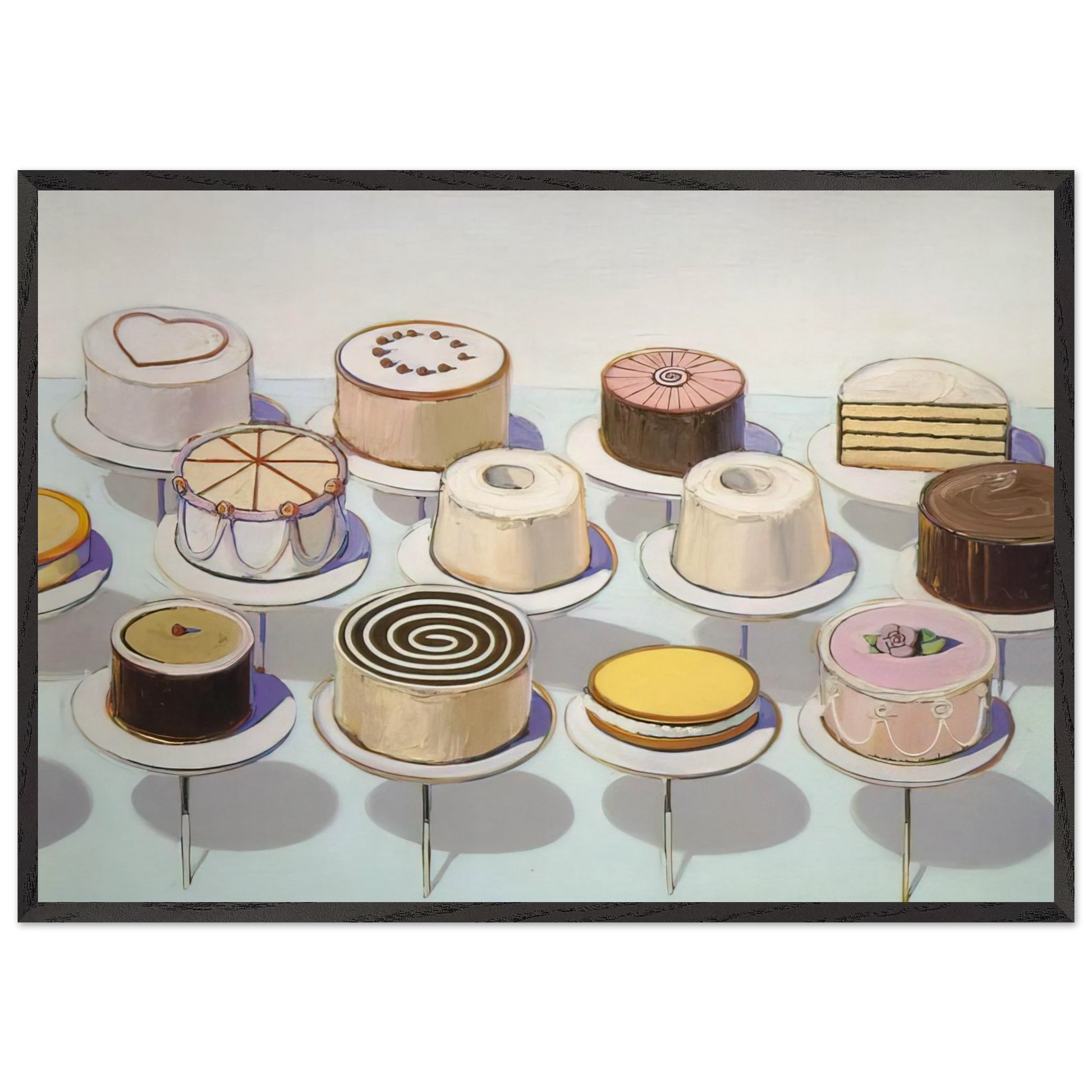 Cakes - 1963 - Wayne Thiebaud Framed Art Print – Black Wooden Frame - Default Title - -Framed Art Print