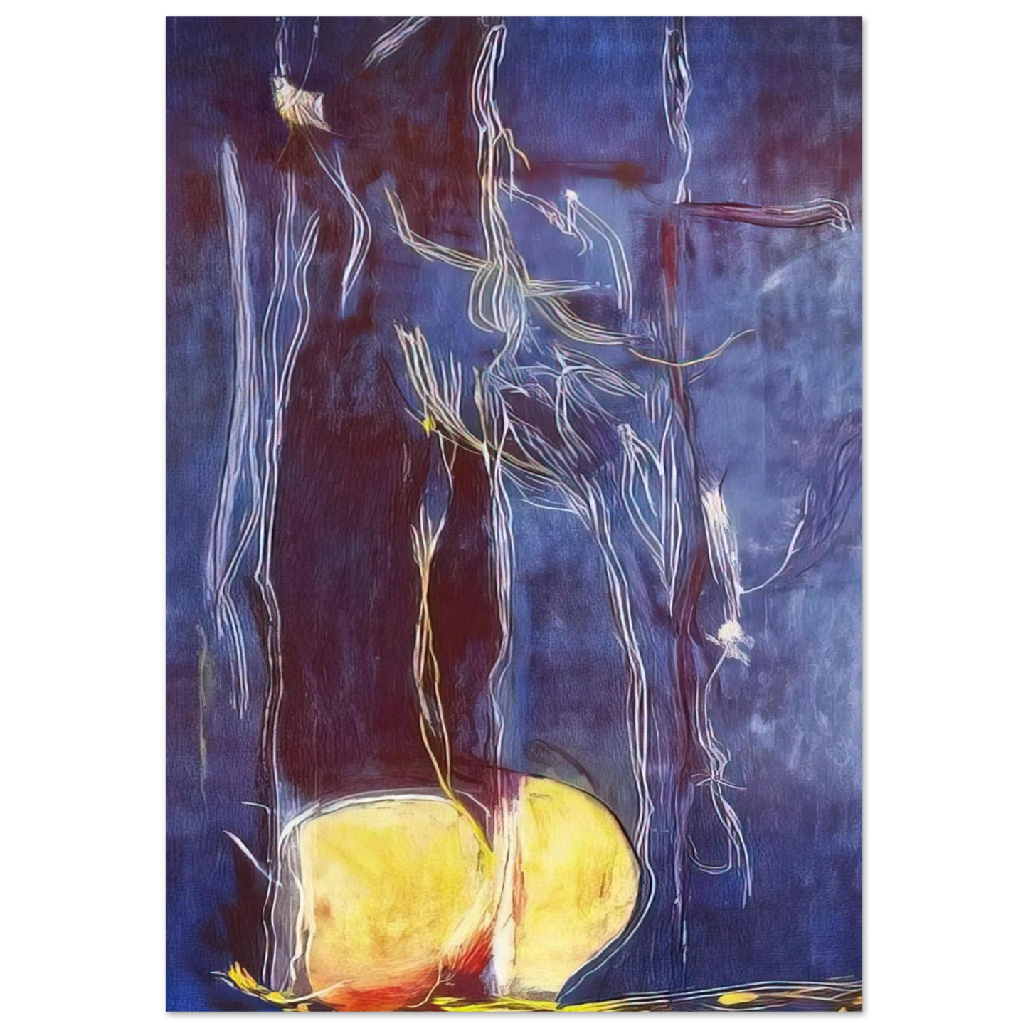 Helen Frankenthaler - All About Blue - 1994 Wall art - 21x29.7 cm / 8x12" - Premium Wooden Framed Poster With Fine Art Paper - White frame